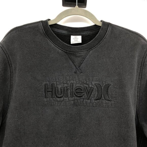 Hurley men's Black monogram logo front crewneck pullover sweater M - Picture 4 of 16